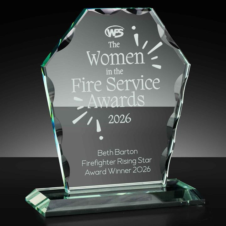 Bravo Jade Glass Engraved Award