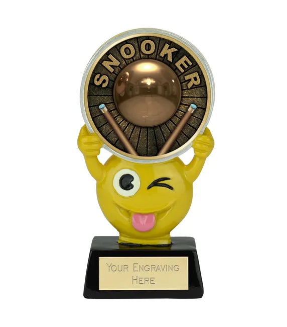 Novelty Emoji Snooker Cue & Ball Trophy