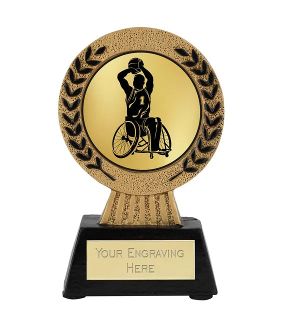 A1022-D265B - Gold Laurel Hero Basketball Wheelchair Male Award (11.5cm)
