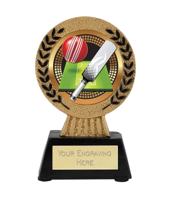 A1022-V022B - Gold Laurel Hero Cricket Award (11.5cm)