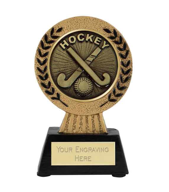 Gold Laurel Hero Hockey Sticks & Ball Generic Award 