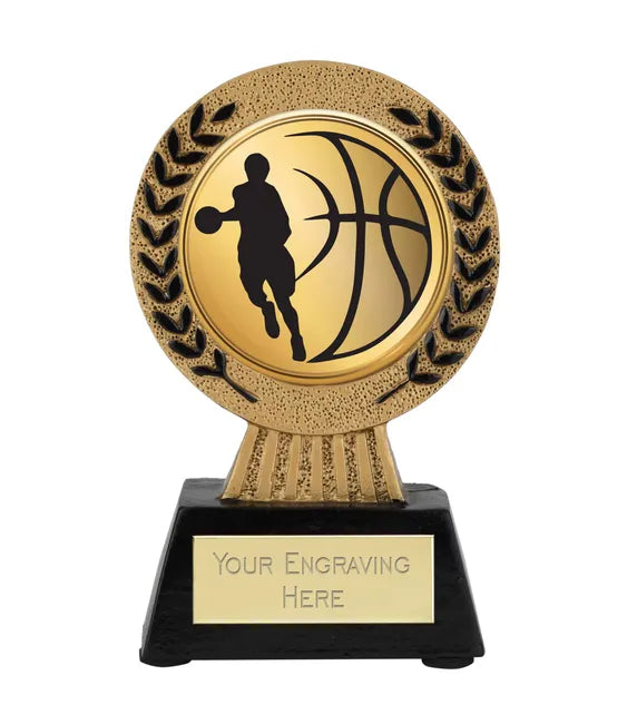 A1022-V486B - Gold Laurel Hero Basketball Male Award (11.5cm)