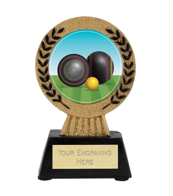 A1022-V575B - Gold Laurel Hero Lawn Bowls Award (11.5cm)