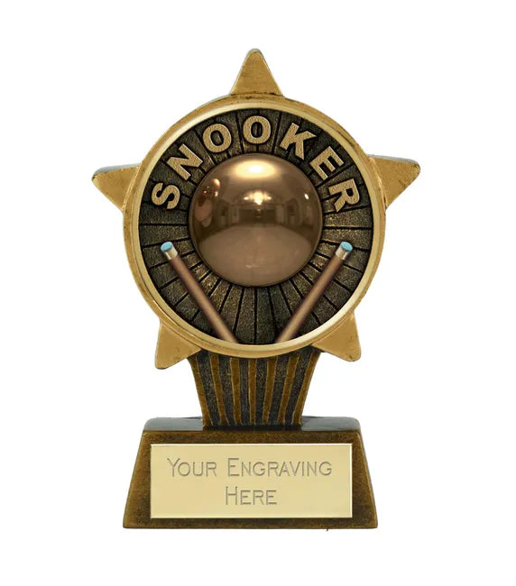 Mini Star Plus Large Star Snooker Cue & Ball Trophy