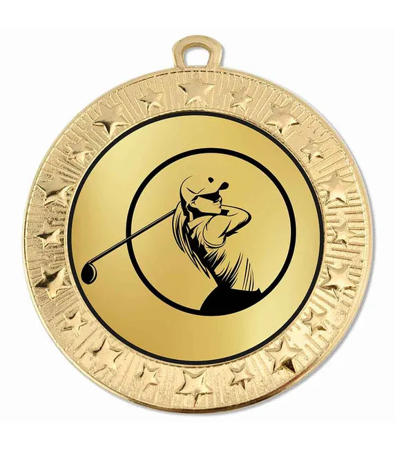 AM1700.01-D517B - Starburst Golf Female Action Medal 70mm