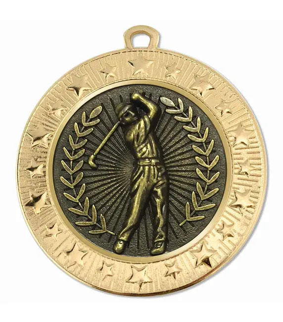 AM1700.01-V218B - Starburst Golf Male Action Medal 70mm