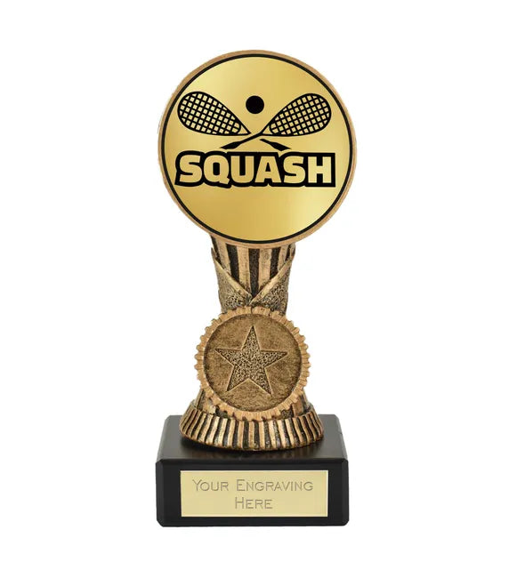 FT187M-D137B - Squash Word & Racquets Classic Orb Centre Holder Award (13cm)