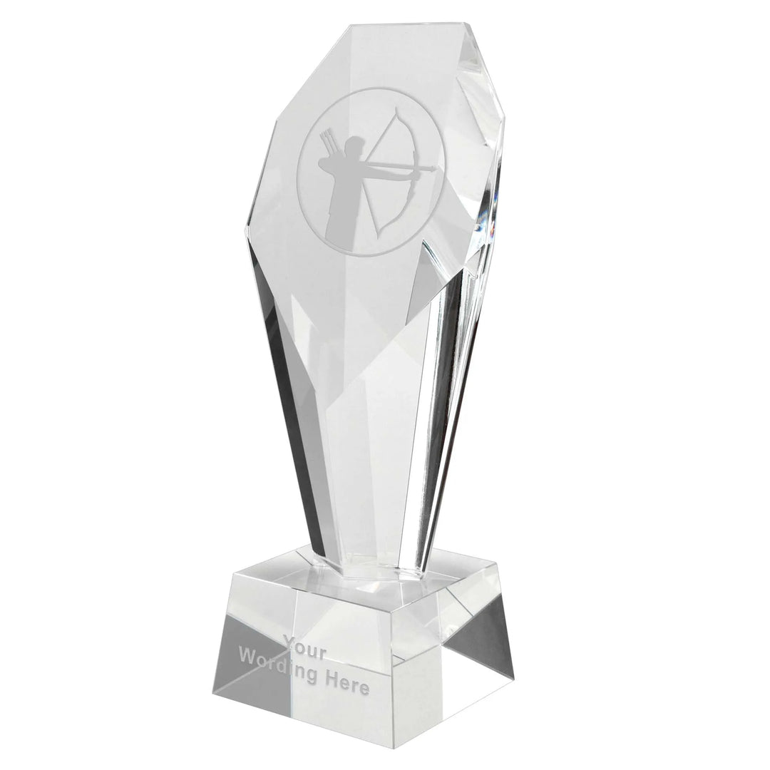 KK110A-D1122 - Diamond Crystal Archery Male Classic Award On A Podium Base (3 Sizes)