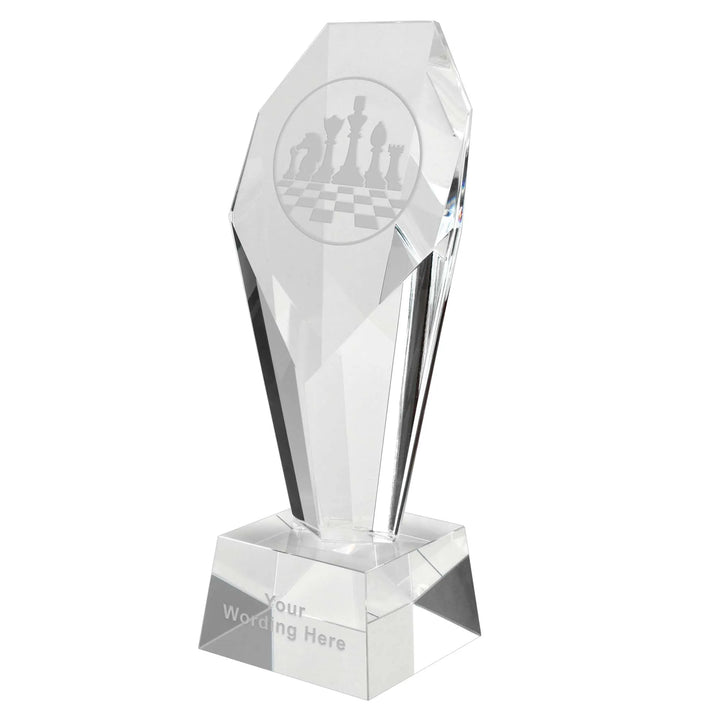 KK110A-D464 - Diamond Crystal Chess Classic Award On A Podium Base (3 Sizes)