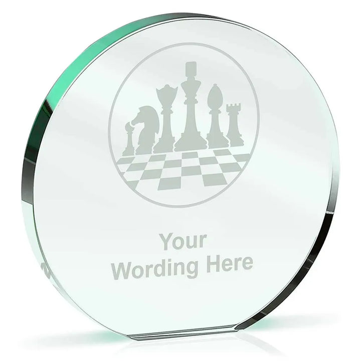 KK225A-D464 - Circular Custom Engraved Chess Classic Glass Award (3 Sizes)