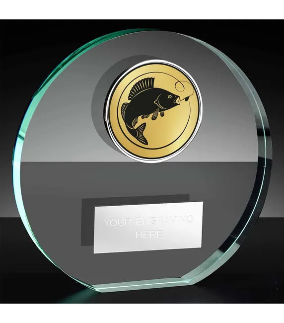 KK225AS-D46B - Poppy Trim Fishing fish on line Glass Award (3 Sizes)