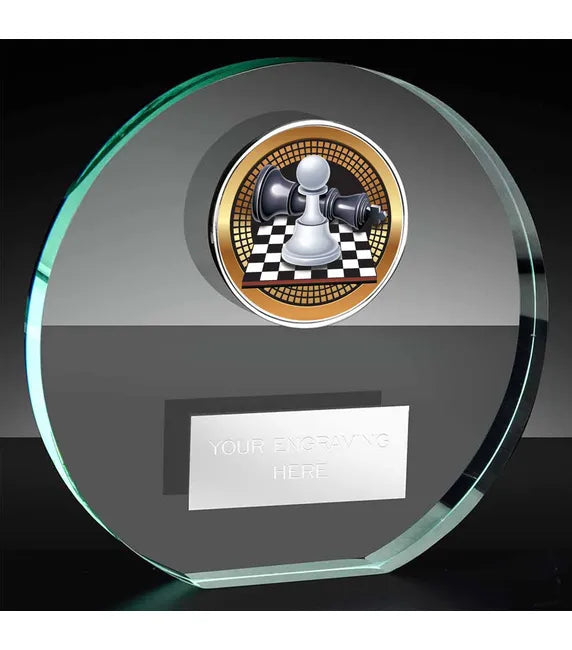 KK225AS-V011B - Poppy Trim Chess Glass Award (3 Sizes)