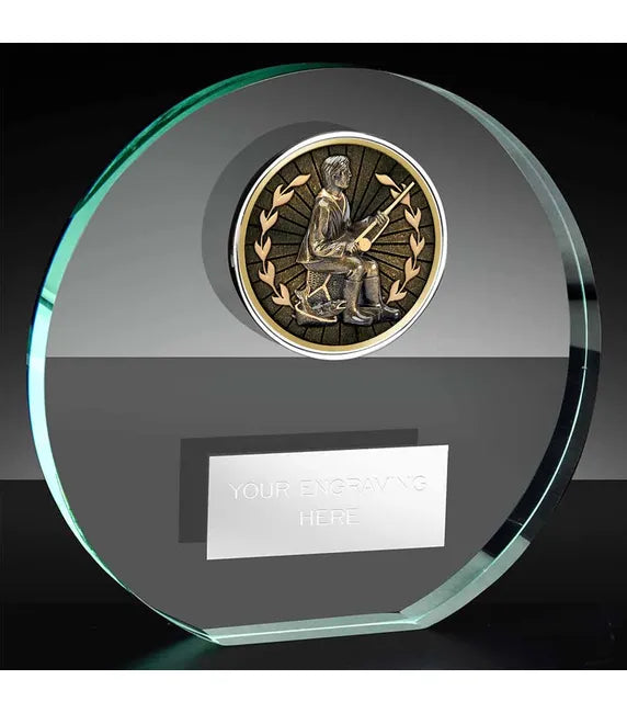 KK225AS-V324B- Poppy Trim Fishing Fisherman Glass Award (3 Sizes)