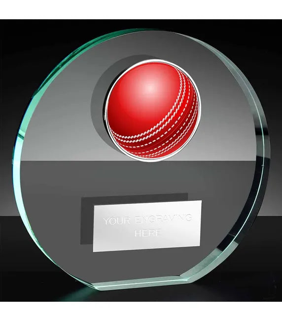 KK225AS-V422B - Poppy Trim Cricket Ball Glass Award (3 Sizes)