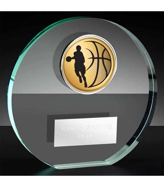 KK225AS-V486B - Poppy Trim Basketball Male Glass Award (3 Sizes)