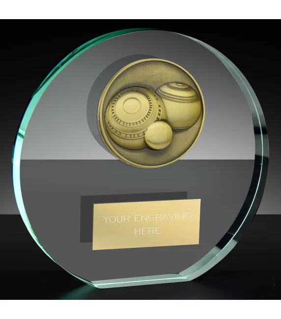 KK225AT-MCD014- Classic Lawn Bowls Poppy Glass Award (3 Sizes)