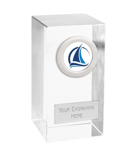 Sailing Abstract Clear Optical Crystal Block Award