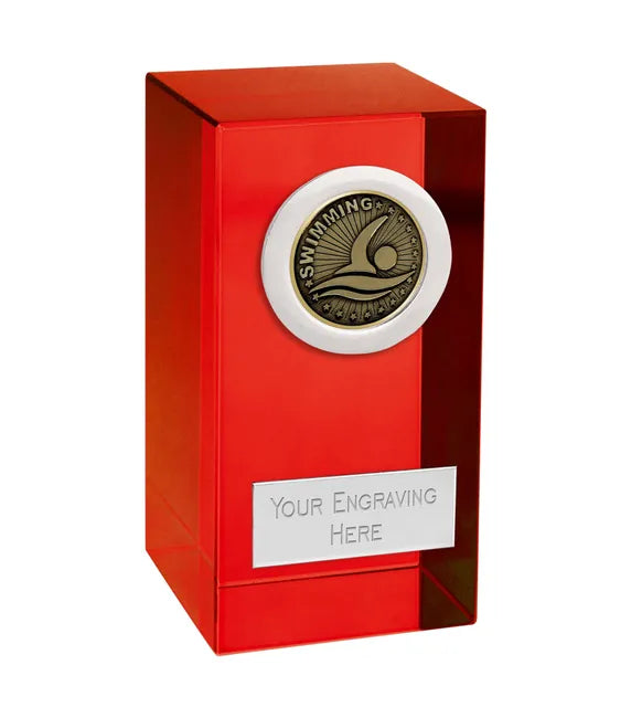 Swimming Red Crystal Block Award
