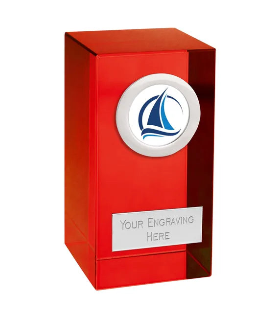 Sailing Abstract Red Crystal Block Award