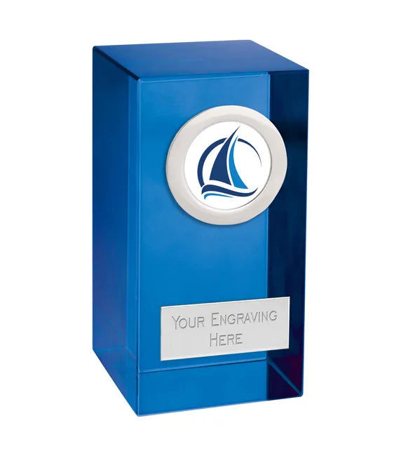 Sailing Abstract Blue Crystal Block Award