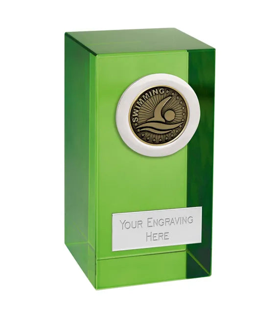 Swimming Green Crystal Block Award