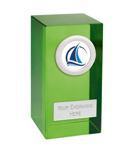 Sailing Abstract Green Crystal Block Award