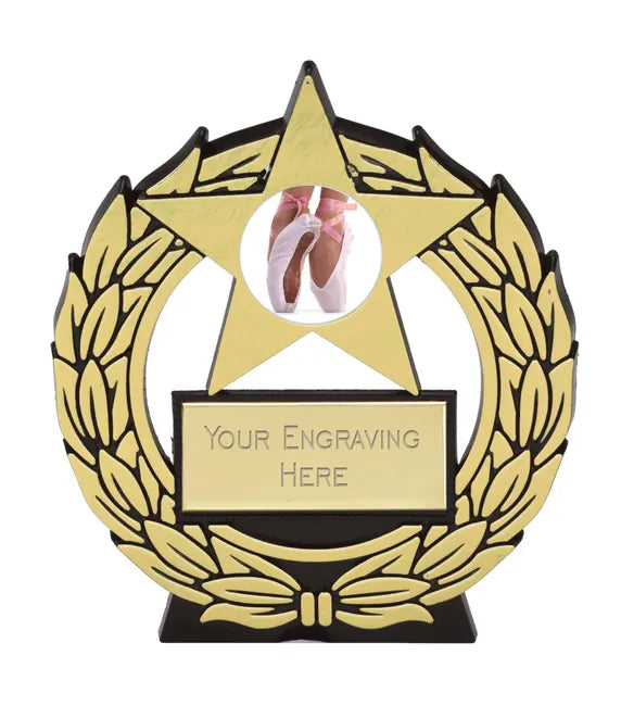 PP102G-V301A - Dance Ballet Shoe Star Plaque Award (11.5cm)