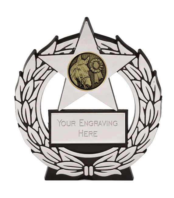 PP102S-V272A - Equestrian Horse Rosette Star Plaque Award (11.5cm)