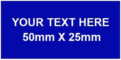 50mm x 25mm x 1.6mm Blue Traffolyte Label with White Lettering