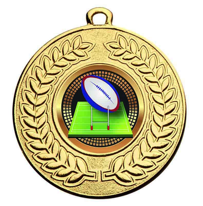 Gold Contour Rugby Medal