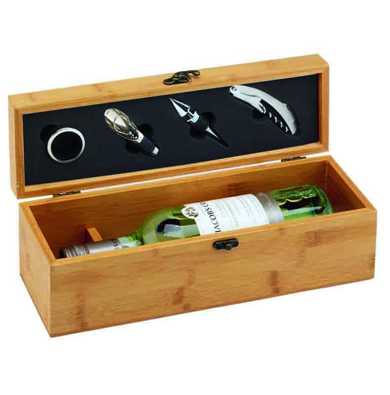 GS011 - Bamboo Finish Single Wine Box with Tools