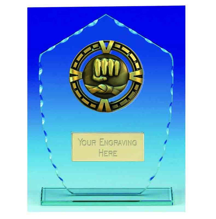 KB020AM - Varsity Glass Martial Arts Trophy (3 Sizes)