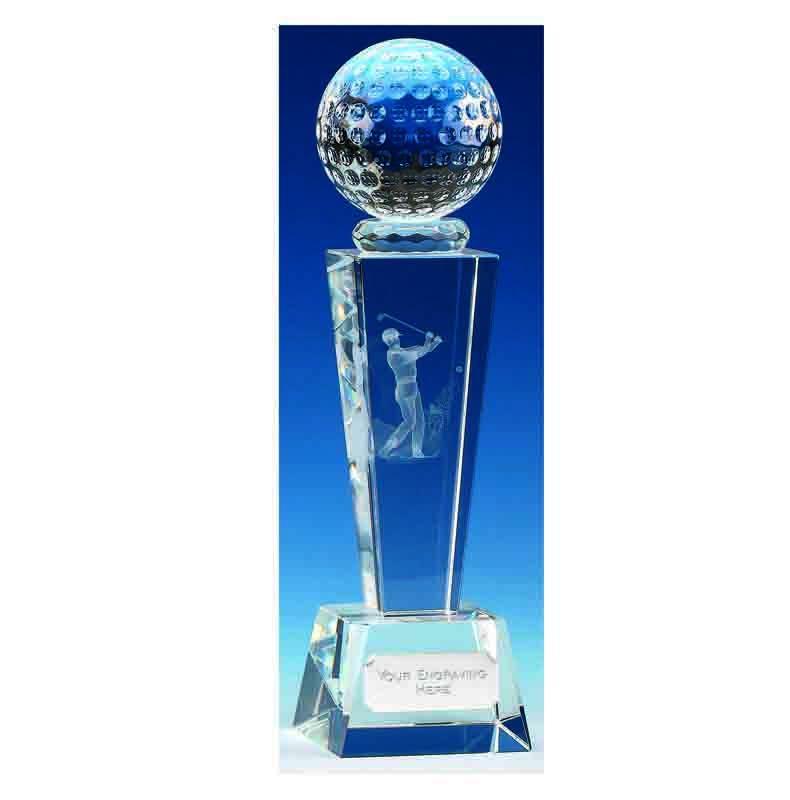 KK192 - Unite Male Crystal Glass Golf Trophy (2 Sizes)