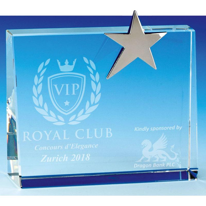 KK300B - Premium Crystal Wedge Glass Award (15cm)