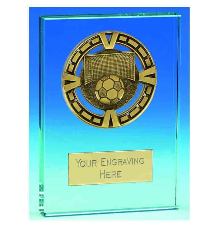 KM054AF - Heather Crystal Glass Football Trophy (3 Sizes)