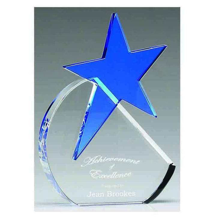 KS005 - Aquamarine Star Crystal Glass Award (2 Sizes)