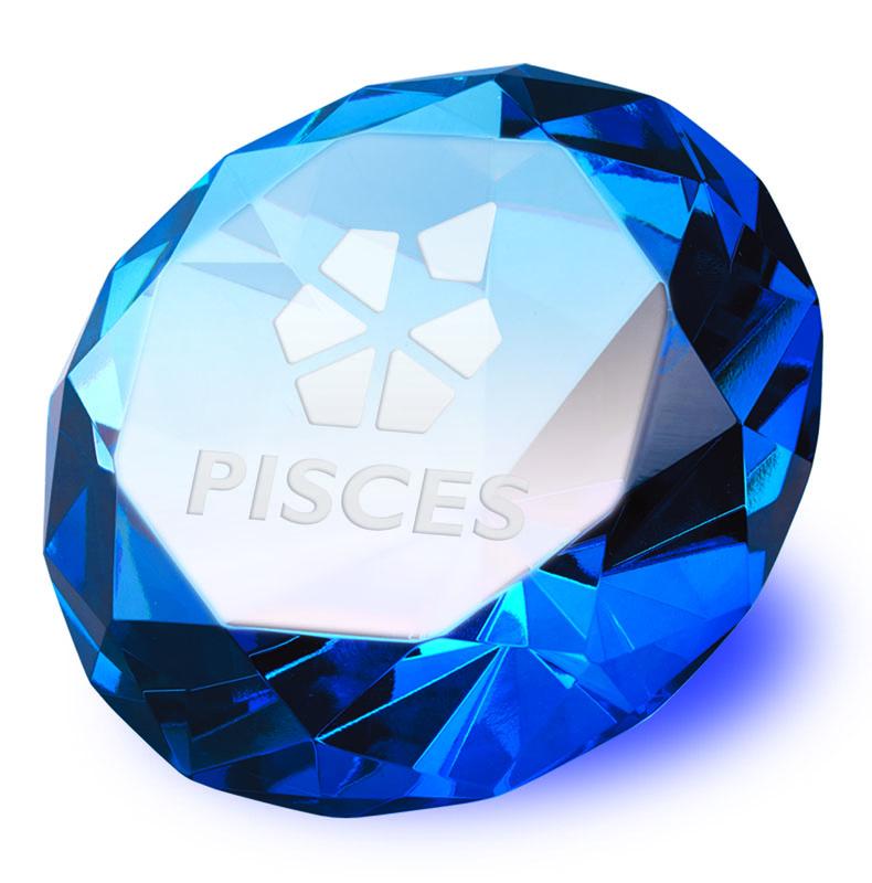 OC082 - Blue Diamond Glass Engraved Award 