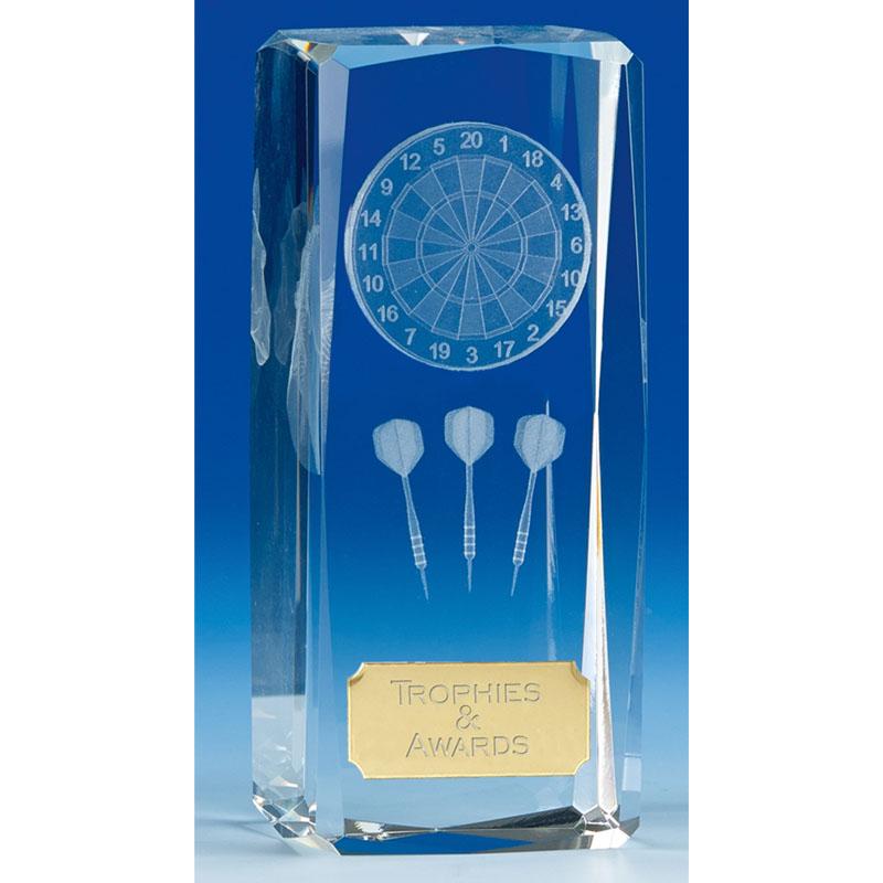 OK023 - Clarity Crystal Glass Darts Trophy, Darts Trophy Shop London