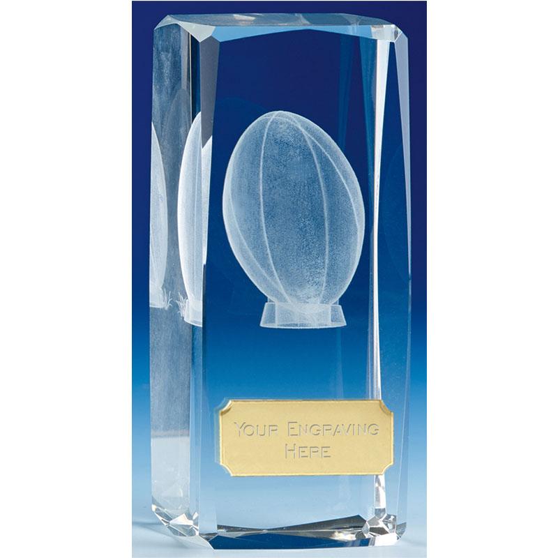 OK024 - Clarity Crystal Glass Rugby Trophy