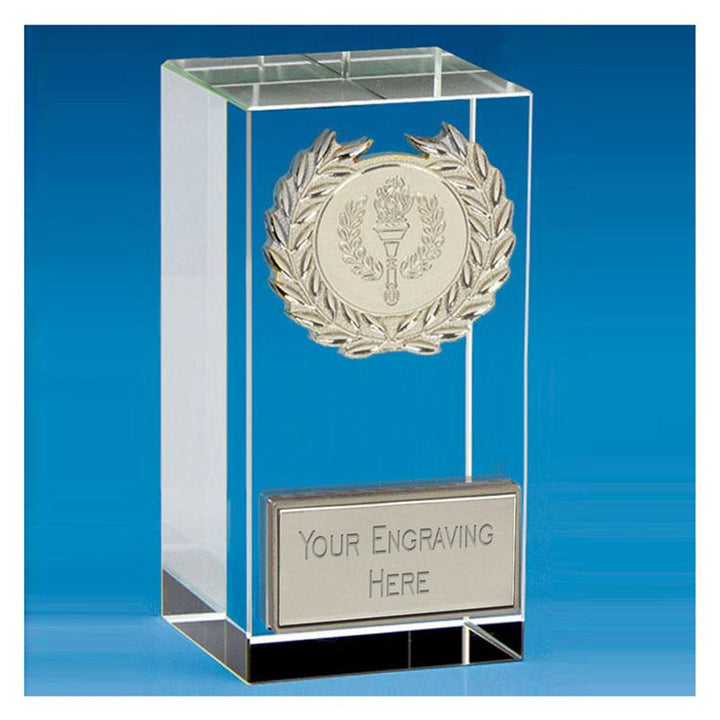 OK050BS - Merit Silver Optical Crystal Glass Award (2 Sizes)