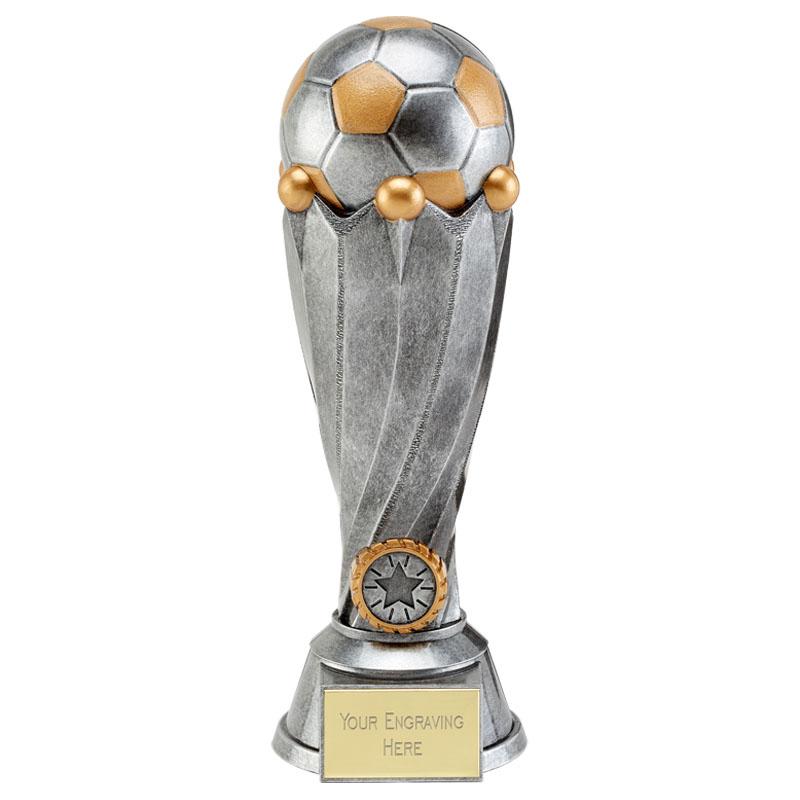TF001A.22 - Antique Silver Tower Football Trophy (5 Sizes)