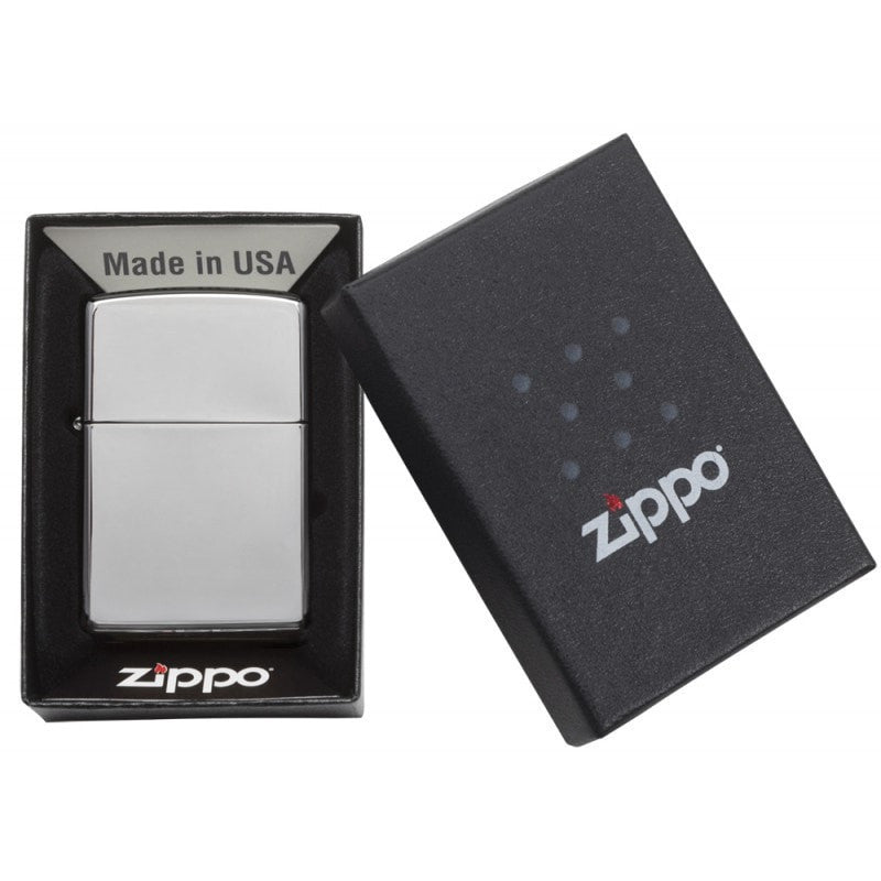Classic high polish chrome Zippo lighter & box