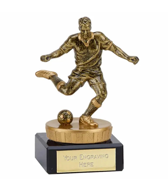 137A.FX115.13 - Gold Action Football Award On A Marble Base (10cm)