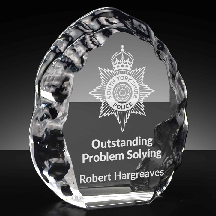 IG001 - Iceberg Crystal Block Glass Engraved Award (3 Sizes)