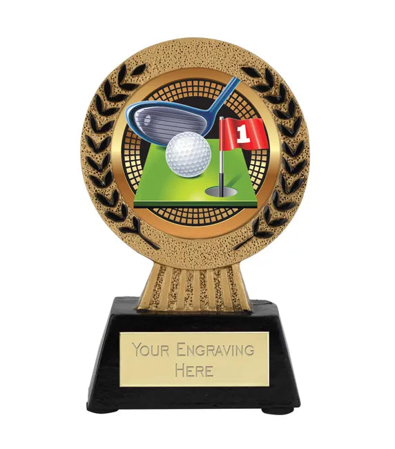 A1022-V038B - Gold Laurel Hero Golf Generic Award (11.5cm)