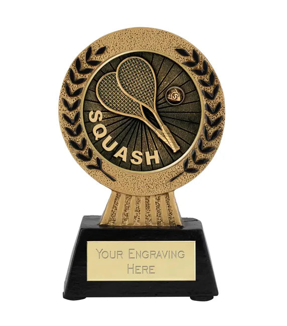 A1022-V293B -  Gold Laurel Hero Squash Word & Racquets Award (11.5cm)
