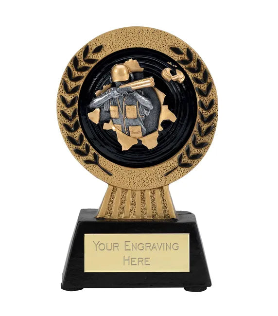 A1022-V303B - Gold Laurel Hero Clay Pigeon Shooting Award (11.5cm)