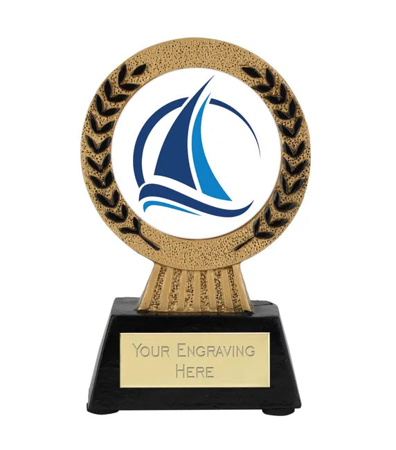 A1022-V332B - Gold Laurel Hero Sailing Abstract Award (11.5cm)