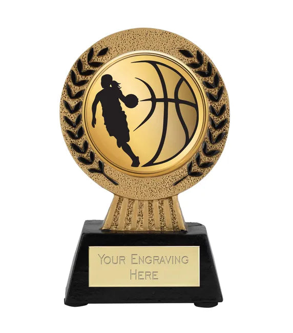 A1022-V485B - Gold Laurel Hero Basketball Female Award (11.5cm)