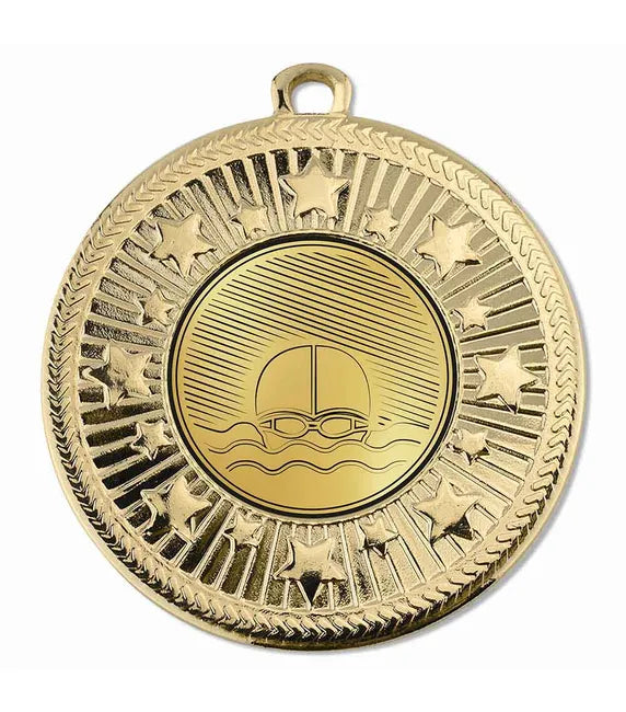 AM1169.01-D189A - Gold VF Star Swimming Classic Medal 50mm